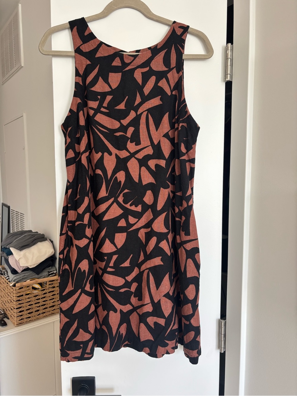 Sleeveless Linen Print Dress